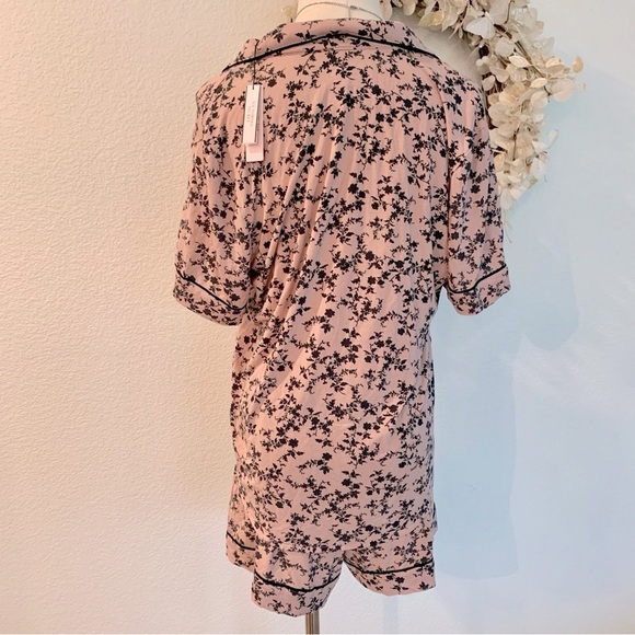 🌹 VS Victoria’s Secret Pink Black Modal Floral Print Pajama Short Set - Picture 6 of 12